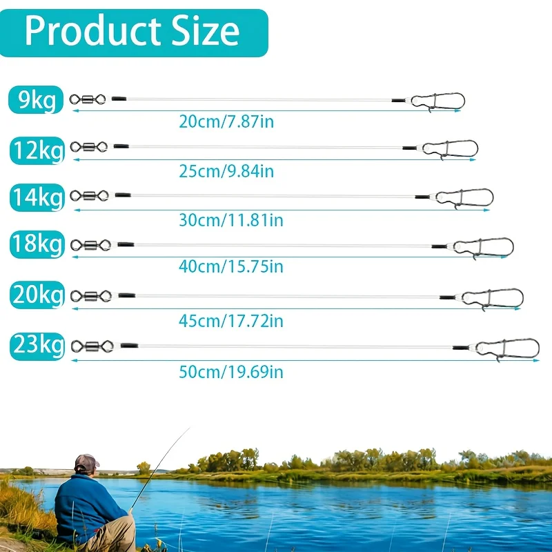 15pcs Fluorocarbon Wire Leader - Fishing Line Dispenser 评论和价格